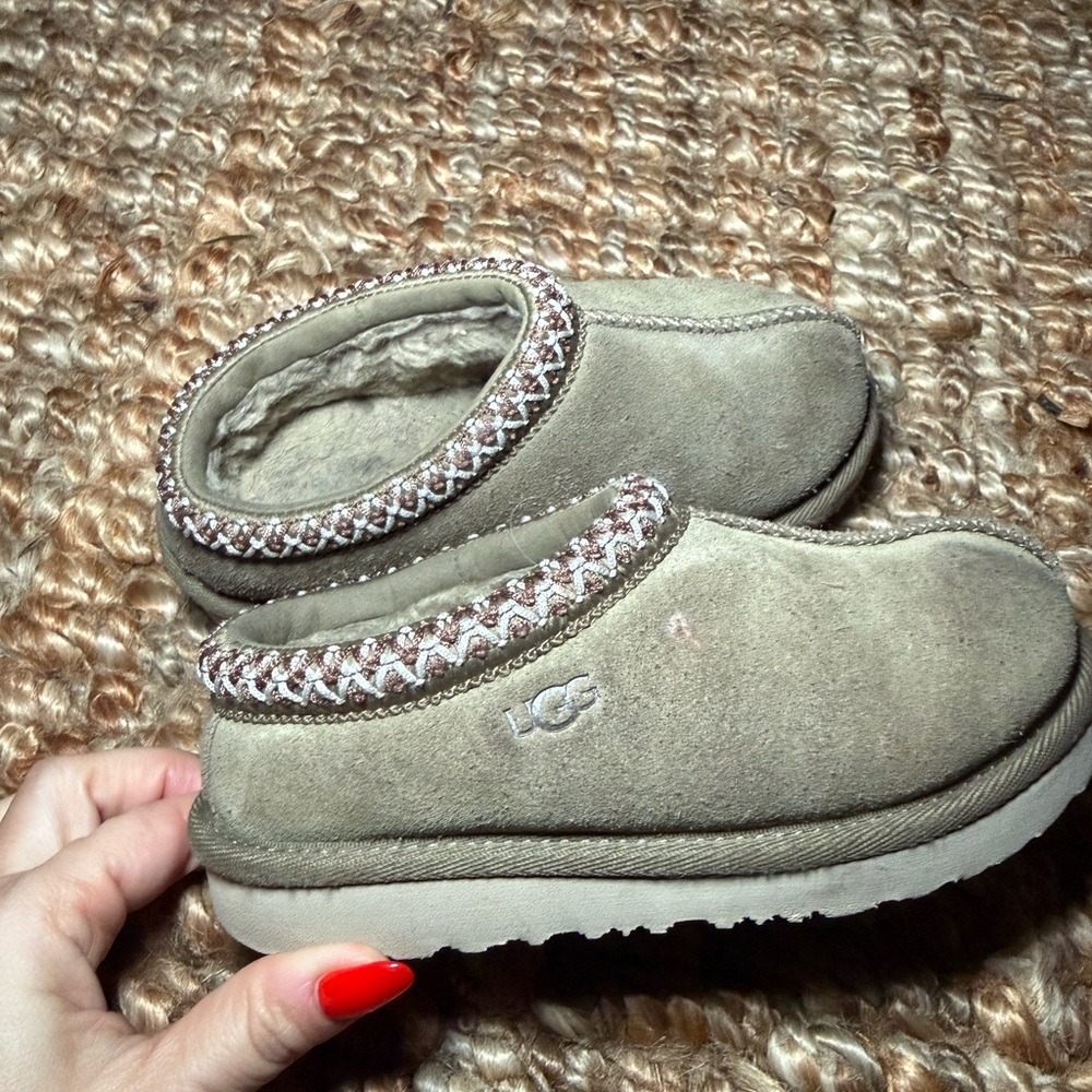 UGG Women's Gray Slippers with Braided Trim